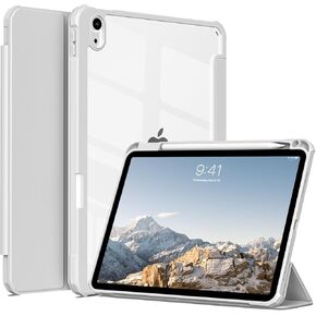 لـ iPad (A16) الجيل الحادي عشر 11 بوصة 2025/10 جيل 10.9 بوصة 2022 العلبة مع حامل القلم الرصاص ، iPad Hybrid 11 10 مع ظهر واضح ، يدعم Auto Wake/Sleep ، Cream White in Kuwait