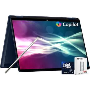 HP Omnibook X Flip 2-in-1 lactop touchscreen ، 14 "2K AI Copilot+ PC ، Intel EVO Platform 8-Core Ultra 7 258V (> Ultra 9 185H) ، 5MP IR WebCAM ، Backlit KB ، W/Style & 128GB PSD ، Win11 Home (16GB | 2TB SSD) in Kuwait