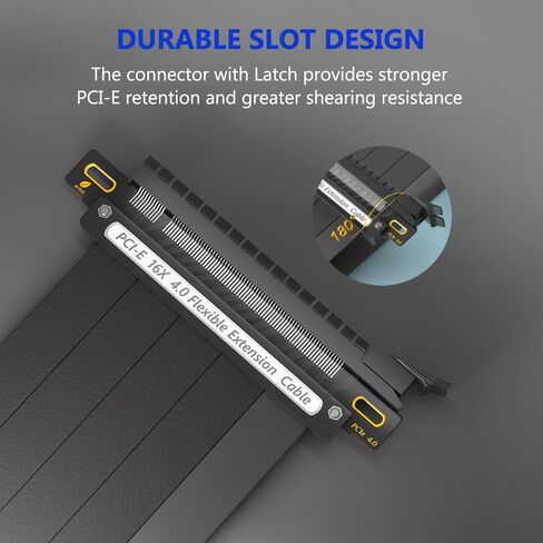 PCIE 4.0 تمديد كابل ، أسود 16x كابل Riser Riser عالي السرعة السوداء مع منفذ PCI Express لبطاقة تمديد GPU ، طول 20 سم (180 درجة) in Kuwait