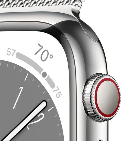 Apple Watch Series 8 [GPS + Cellular, 41mm] - Silver Stainless Steel Case with Silver Milanese Loop, One Size (Renewed) in Saudi Arabia