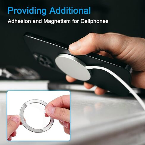 MECCANIXITY Universal Metal Ring Sticker Wireless Magnetic Charger Magnet Ring Stickers 56x1 Mm(ODxT) for Phone Case for All Cellphones, 4 Pack, Gold Tone in Saudi Arabia