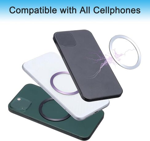 MECCANIXITY Universal Metal Ring Sticker Wireless Magnetic Charger Magnet Ring Stickers 56x1 Mm(ODxT) for Phone Case for All Cellphones, 4 Pack, Gold Tone in Saudi Arabia