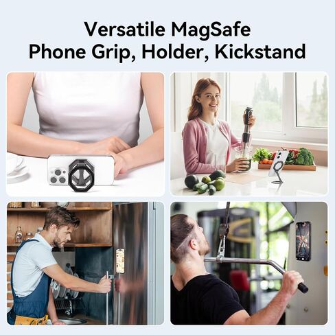 Octagonal Dual Magnetic Foldable 360° Rotating Phone Holder Car Desktop Fitness Universal Use Compatible with iPhone 12-16 Pro Max/Android No Worry Cellphone Drop Strong Magnetism(Black) in Saudi Arabia