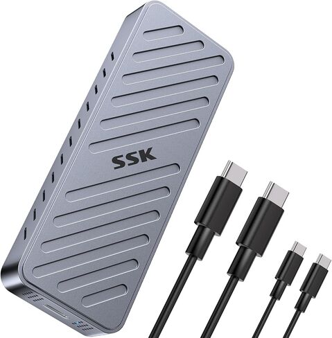 SSK NVME SSD العلبة ، 20 جيجابت في الثانية PCIE M.2 العلبة SSD CASE ، NVME إلى USB C 3.2GEN2X2 محول 2280/2260/2242/2230 القارئ M-KEY/B+M مفتاح مع مؤشر LED Aluminum Sloy in Saudi Arabia