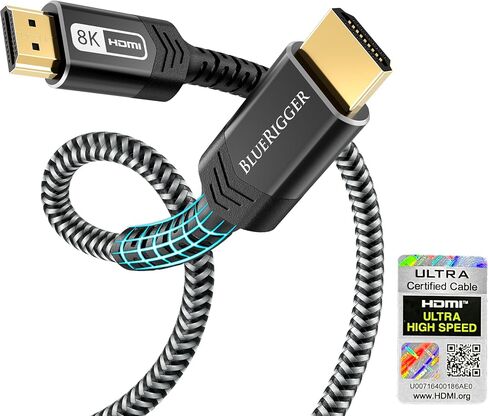 Bluerigger 10K 8K معتمدة HDMI 2.1 كابل 48 جيجابت في الثانية (6 قدم ، 8K 60Hz ، 4K 120Hz ، EARC ، HDR10 VRR HDCP 2.3) معتمدة من كبلات HDMI معتمد in Saudi Arabia