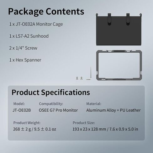Nitze Cage لشاشة Osee G7 Pro 7 بوصة ، مع Sunhood Pu Leather ، وقضبان الناتو المزدوجة المدمجة والأحذية الباردة-JT-OE02B in Saudi Arabia