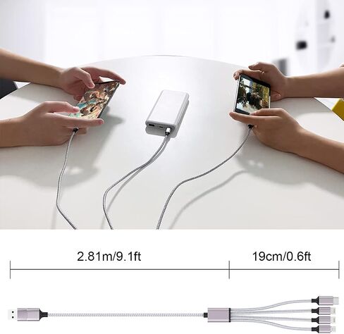 Multi 5 in 1 Universal USB C Fast Charging Cable 10FT/3M USB Long iPhone Charger Cord USB A/C to Lightning +Type C+Micro USB Nylon Braided Sync Charger Cord Adapter for Android/iPhone/Tablets-Black in Saudi Arabia