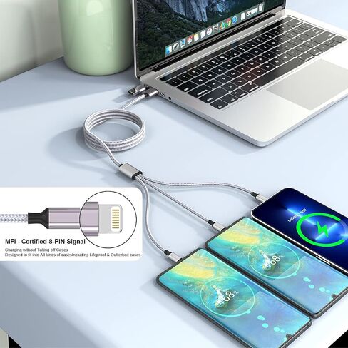 Multi 5 in 1 Universal USB C Fast Charging Cable 10FT/3M USB Long iPhone Charger Cord USB A/C to Lightning +Type C+Micro USB Nylon Braided Sync Charger Cord Adapter for Android/iPhone/Tablets-Black in Saudi Arabia