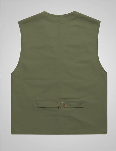 HangNiFang Men's Casual Denim Cotton Utility Vest Button Up Outdoor Pocketed Waistcoat in Saudi Arabia