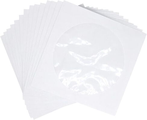 POPETPOP 100 Pcs CD Paper Bag with Transparent Window CD Case for Travel and Home Storage Convenient Organizer for Dvds and Music Discs White in Saudi Arabia