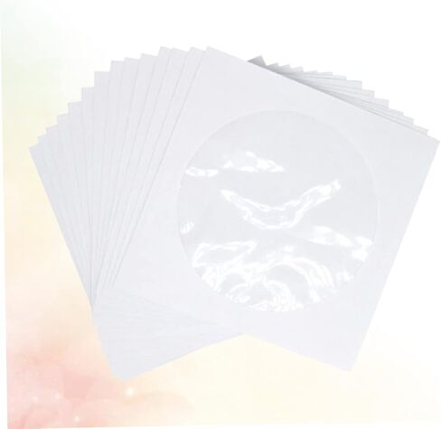 POPETPOP 100 Pcs CD Paper Bag with Transparent Window CD Case for Travel and Home Storage Convenient Organizer for Dvds and Music Discs White in Saudi Arabia