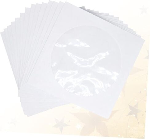 POPETPOP 100 Pcs CD Paper Bag with Transparent Window CD Case for Travel and Home Storage Convenient Organizer for Dvds and Music Discs White in Saudi Arabia