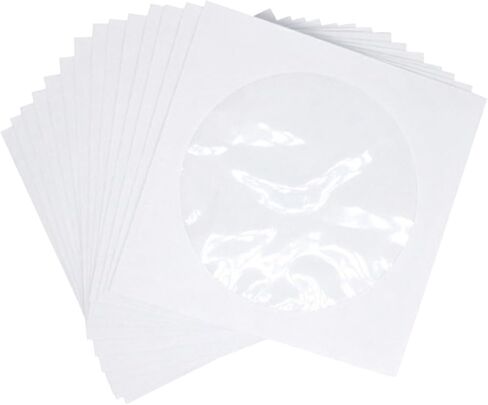 POPETPOP 100 Pcs CD Paper Bag with Transparent Window CD Case for Travel and Home Storage Convenient Organizer for Dvds and Music Discs White in Saudi Arabia