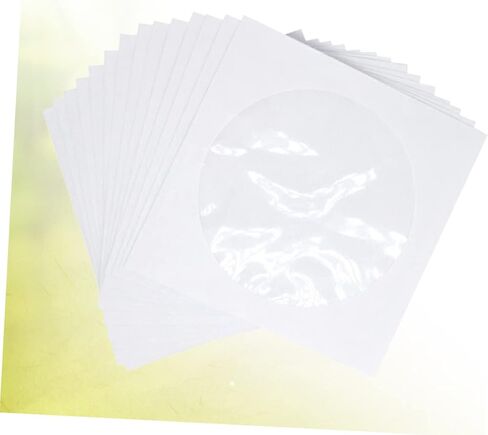 POPETPOP 100 Pcs CD Paper Bag with Transparent Window CD Case for Travel and Home Storage Convenient Organizer for Dvds and Music Discs White in Saudi Arabia