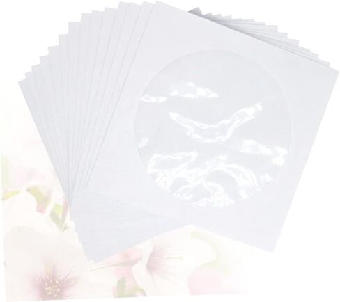 POPETPOP 100 Pcs CD Paper Bag with Transparent Window CD Case for Travel and Home Storage Convenient Organizer for Dvds and Music Discs White in Saudi Arabia