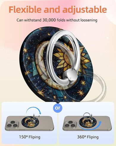 لصالح حامل حلقة الهاتف المغناطيسي متوافق مع Magsafe للنساء الفتيات - Cute Sun Moon Design Magnet Phone Grip Ring Stand for iPhone 16 Pro Max/16 Pro/16/15/14/13/13 in Kuwait