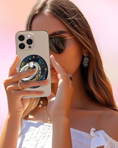 لصالح حامل حلقة الهاتف المغناطيسي متوافق مع Magsafe للنساء الفتيات - Cute Sun Moon Design Magnet Phone Grip Ring Stand for iPhone 16 Pro Max/16 Pro/16/15/14/13/13 in Kuwait