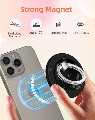 لصالح حامل حلقة الهاتف المغناطيسي متوافق مع Magsafe للنساء الفتيات - Cute Sun Moon Design Magnet Phone Grip Ring Stand for iPhone 16 Pro Max/16 Pro/16/15/14/13/13 in Kuwait