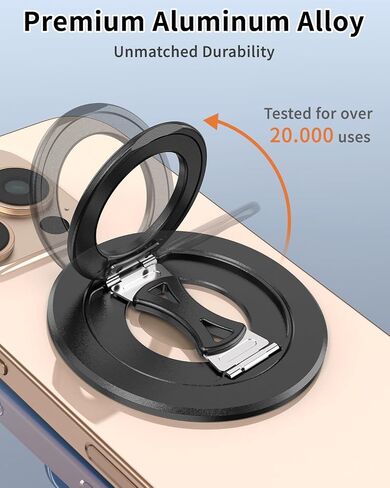 حامل حلقة الهاتف المغناطيسي لـ Magsafe ، قبضة حلقة إصبع الصالة الرياضية ذات التثبيت المزدوج مع X-Grip ، Kickstand متعدد الرؤية ، متوافق مع iPhone 12/13/14/15/16 سلسلة ، Black in Saudi Arabia