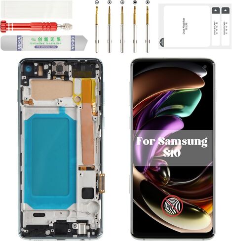 TFT لـ Samsung S10 LCD Screen Replacement 4G لـ Samsung Galaxy S10 شاشة شاشة لمسة Samsung S10 Digitizer مع الإطار SM-G973 (بدون وظيفة بصمة) (أسود) in Kuwait