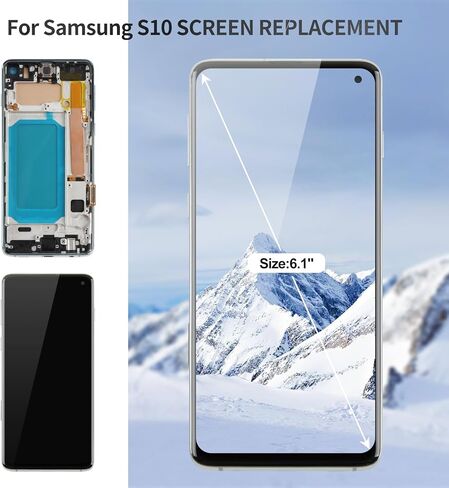 TFT لـ Samsung S10 LCD Screen Replacement 4G لـ Samsung Galaxy S10 شاشة شاشة لمسة Samsung S10 Digitizer مع الإطار SM-G973 (بدون وظيفة بصمة) (أسود) in Kuwait
