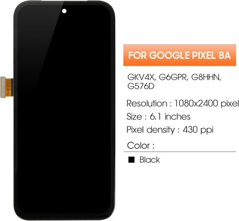Original for Google Pixel 8a Screen Replacement for Google Pixel 8a LCD Display GKV4X, G6GPR, G8HHN, G576D Digitizer Touch Screen Assembly Repair Part (Support Fingerprint) in Saudi Arabia