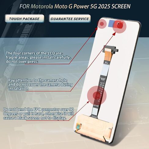 Ywlrong for Motorola Moto G Power 5G 2025 استبدال الشاشة لـ MOTO G Power 5G 2025 XT2515V XT2515-1 XT2515-2 شاشة LCD Display Discipizer Assembly Assembly Assolbly مع أدوات (أسود (أسود (أسود (أسود in Kuwait