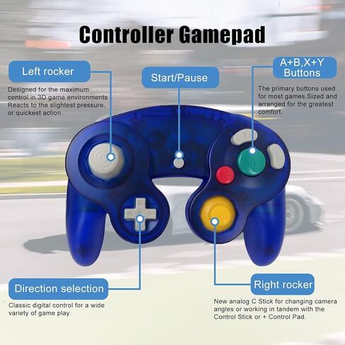 Yyu Upgrade 5.8ft Classic USB Wired Controller Gamepad for Gamecube متوافق مع Windows و Mac و PC و Plug و Play ، هدية عيد ميلاد عيد الميلاد (Clear Blue ، 1 Pack) in Kuwait
