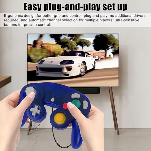 Yyu Upgrade 5.8ft Classic USB Wired Controller Gamepad for Gamecube متوافق مع Windows و Mac و PC و Plug و Play ، هدية عيد ميلاد عيد الميلاد (Clear Blue ، 1 Pack) in Kuwait