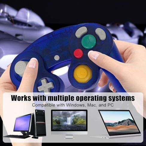 Yyu Upgrade 5.8ft Classic USB Wired Controller Gamepad for Gamecube متوافق مع Windows و Mac و PC و Plug و Play ، هدية عيد ميلاد عيد الميلاد (Clear Blue ، 1 Pack) in Kuwait