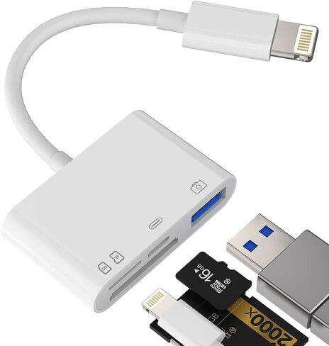 قارئ بطاقة SD لـ iPhone Lightning to USB Micro TF Charger Cable Dongle Accessorie OTG Adapter for Apple Camera Viewer Drive Drive Stick Cord Mouse Convers in Kuwait