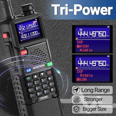 Baofeng Radio Ham Radio Long Range 10W 5RM Handheld ثنائية الاتجاه Radio Noaa Weather Radio DTMF Walkie Talkies Copy Copy 999Ch USB-C Charger 3800mAh Battery Gear (2 Pack) in Saudi Arabia