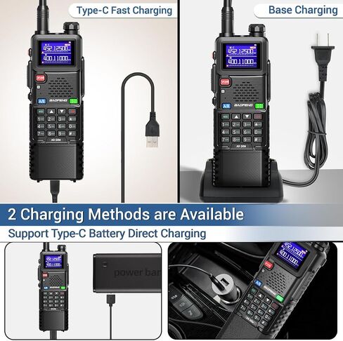 Baofeng Radio Ham Radio Long Range 10W 5RM Handheld ثنائية الاتجاه Radio Noaa Weather Radio DTMF Walkie Talkies Copy Copy 999Ch USB-C Charger 3800mAh Battery Gear (2 Pack) in Saudi Arabia