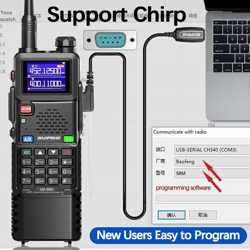 Baofeng Radio Ham Radio Long Range 10W 5RM Handheld ثنائية الاتجاه Radio Noaa Weather Radio DTMF Walkie Talkies Copy Copy 999Ch USB-C Charger 3800mAh Battery Gear (2 Pack) in Saudi Arabia