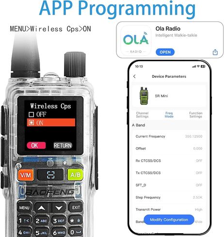Baofeng UV-5R Mini Radio ، 5R Mini Dual Band Walkie Talkies ، برمجة التطبيقات ، تردد النسخ ، الطاقة 5W ، 999 قناة ، شحن USB-C السريع (الشفافة 2pack) in Saudi Arabia