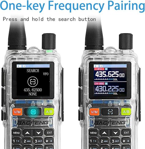 Baofeng UV-5R Mini Radio ، 5R Mini Dual Band Walkie Talkies ، برمجة التطبيقات ، تردد النسخ ، الطاقة 5W ، 999 قناة ، شحن USB-C السريع (الشفافة 2pack) in Saudi Arabia
