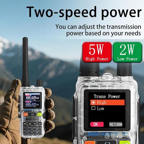 Baofeng UV-5R Mini Radio ، 5R Mini Dual Band Walkie Talkies ، برمجة التطبيقات ، تردد النسخ ، الطاقة 5W ، 999 قناة ، شحن USB-C السريع (الشفافة 2pack) in Saudi Arabia