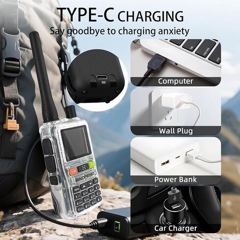 Baofeng UV-5R Mini Radio ، 5R Mini Dual Band Walkie Talkies ، برمجة التطبيقات ، تردد النسخ ، الطاقة 5W ، 999 قناة ، شحن USB-C السريع (الشفافة 2pack) in Saudi Arabia