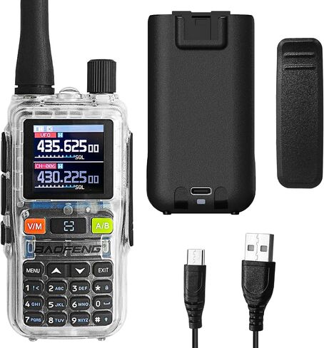 Baofeng UV-5R Mini Radio ، 5R Mini Dual Band Walkie Talkies ، برمجة التطبيقات ، تردد النسخ ، الطاقة 5W ، 999 قناة ، شحن USB-C السريع (الشفافة 2pack) in Saudi Arabia