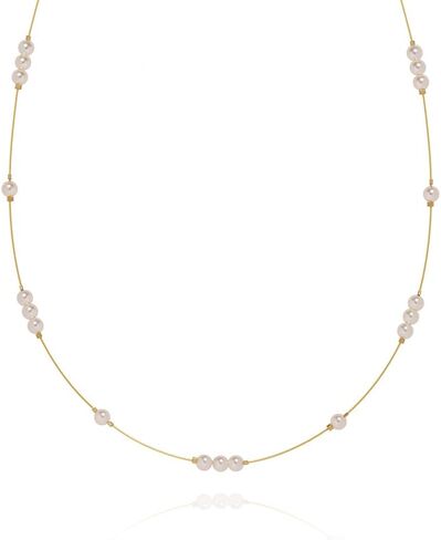 MODAGIRL Floating Illusion Necklace with a 6.6mm Natural Freshwater Pearl Pendant Transparent Invisible Necklace for Women in Saudi Arabia