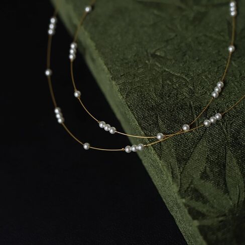 MODAGIRL Floating Illusion Necklace with a 6.6mm Natural Freshwater Pearl Pendant Transparent Invisible Necklace for Women in Saudi Arabia
