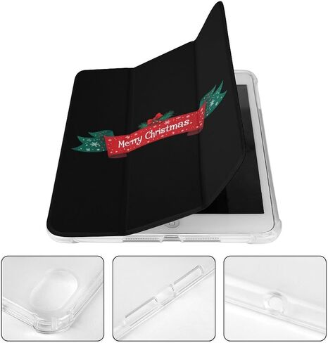 Christmas Ribbon Merry Christmas Case with Pen Holder Slim Lightweight Trifold Stand Compatible with iPad mini 4/5/6 Mini4/5（7.9in） in Saudi Arabia