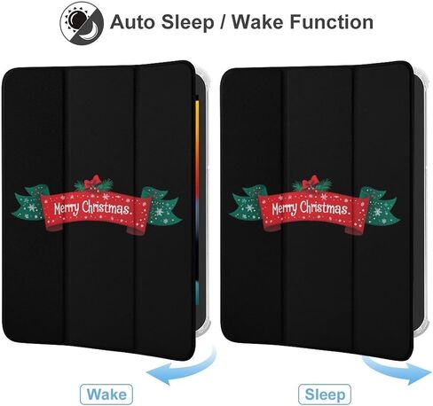 Christmas Ribbon Merry Christmas Case with Pen Holder Slim Lightweight Trifold Stand Compatible with iPad mini 4/5/6 Mini4/5（7.9in） in Saudi Arabia