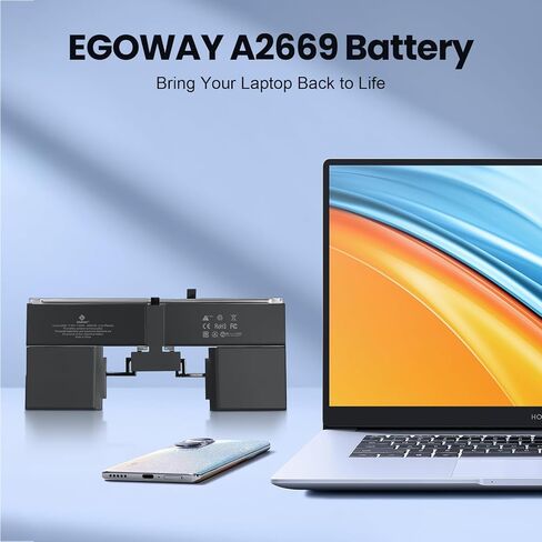 E EGOWAY A2681 A2669 Laptop Battery Replacement for 13 Inch A2681 MacBook Air 14,2 (Late2023), EMC 4074, 4600 mAh Capacity in Saudi Arabia