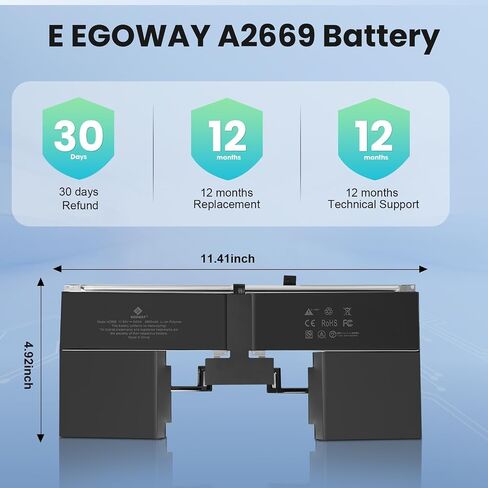 E EGOWAY A2681 A2669 Laptop Battery Replacement for 13 Inch A2681 MacBook Air 14,2 (Late2023), EMC 4074, 4600 mAh Capacity in Saudi Arabia