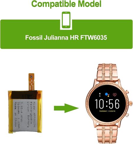 Replacement Battery HE336 APP00296 Compatible with Fossil Julianna HR FTW6035 in Saudi Arabia