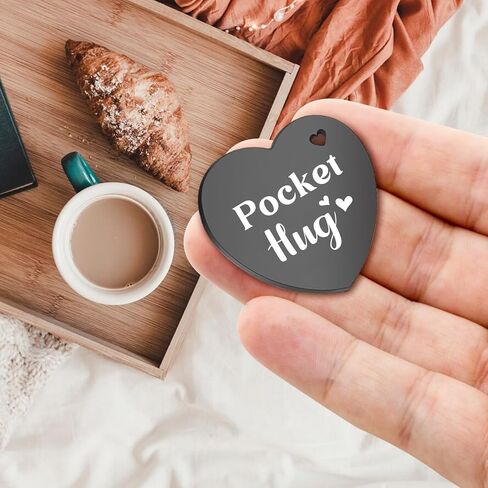 Lasimfa Pocket Hug Never Underestimate The Difference You Made Black Stainless Steel Double-Sided Heart Shaped Token with Leather Bag Long Distance Relationship Keepsake Gift in Saudi Arabia