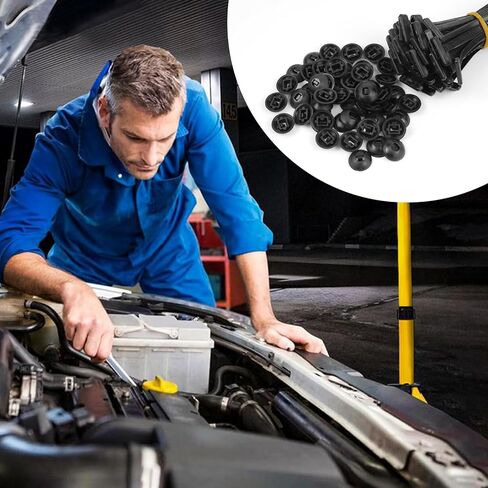 50pcs نايلون مشبك ربطة الكبلات النايلون - روابط الرمز البريدي للسيارات للسيارات ، ومقاطع تعادل الكابلات النايلون متعددة الأغراض مقاومة للأشعة فوق البنفسجية ، وإصلاح سريع وإصلاح تلقائي ، وروابط سوداء سوداء مع تصميم دبوس وزر الأزرار in Saudi Arabia
