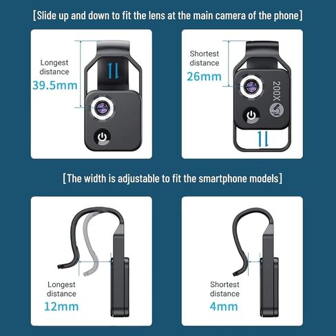 Nanozoom 200x تكبير العدسة للهاتف المحمول nanozoom ، كاميرا لمجهر الجيب nanozoom x200 ، عدسة تكبير nano 200x (اللون: أسود) in Kuwait