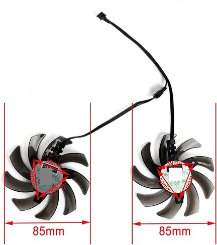 85mm GA91S2U GPU Cooler Fan متوافق مع GTX 1070 TI 1070 1060 1080 GTX1060 بطاقة رسومات مزدوجة (مروحة - 2pcs) in Saudi Arabia